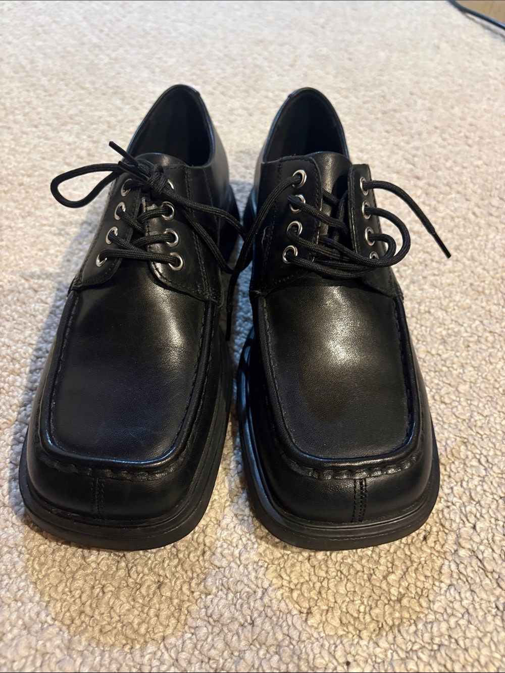 Womens Vagabond Black Leather Lace-Up Dress Shoes